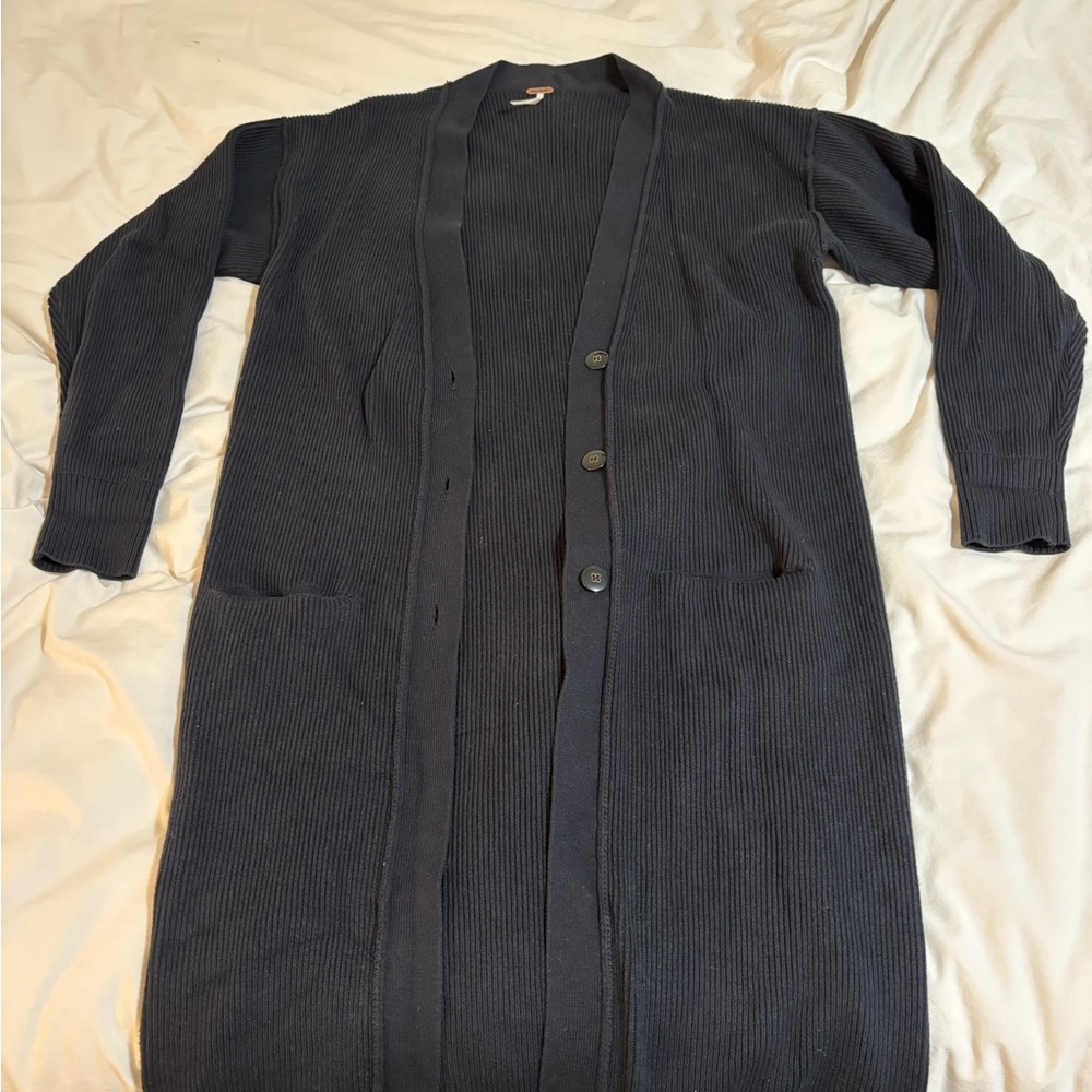 Free People Black Ribbed Cardigan XS - Picture 2 of 5